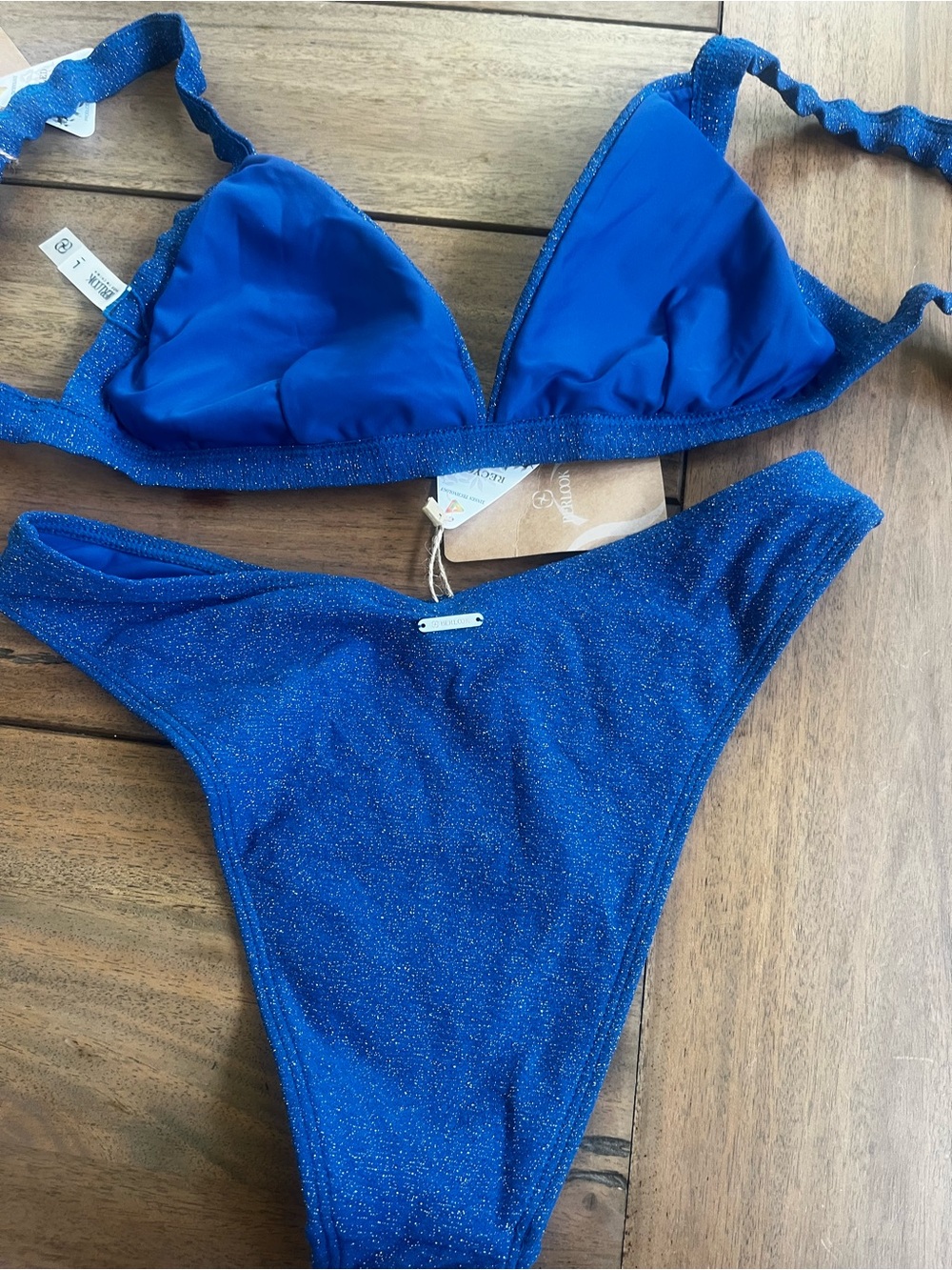 Berlook Sparkle Royal Blue Bikini Set, NWT! Top:large Bottoms:small - Picture 6 of 7
